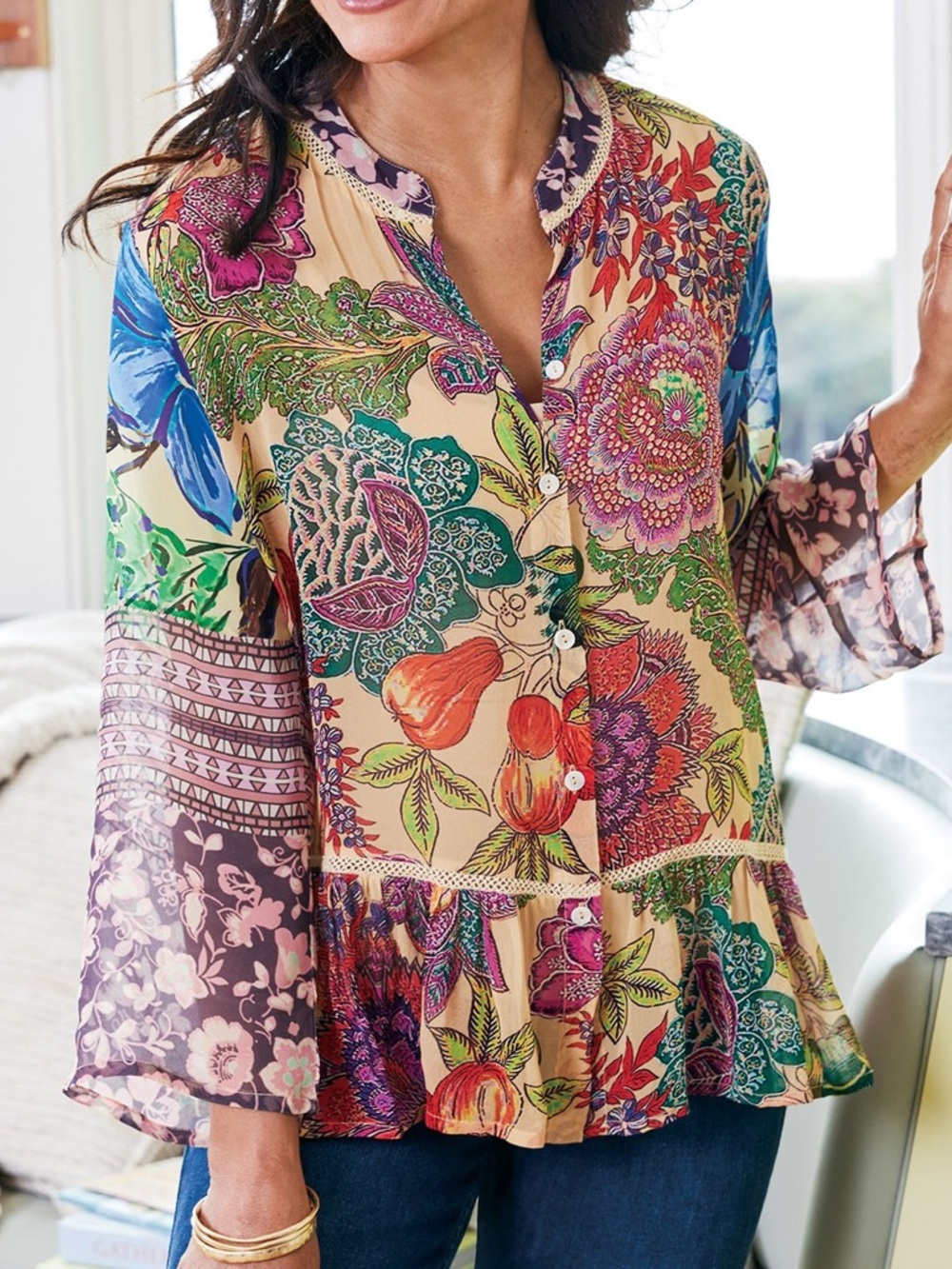 Soft Surroundings Lisette Printed Shirt Size Small